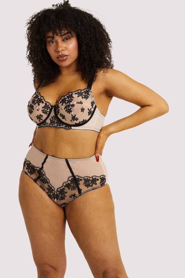 Evie Black & Peach Balcony Bra For Cheap