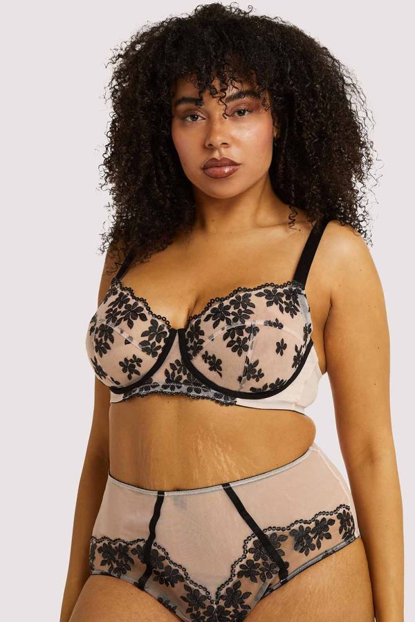 Evie Black & Peach Balcony Bra For Cheap