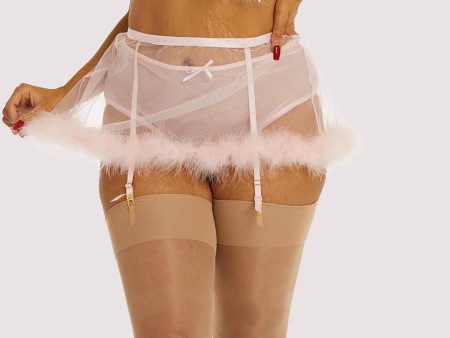 Marina Pink  Feather Suspender Belt Online Sale