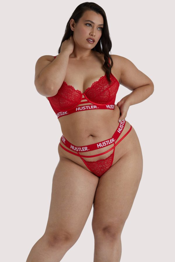 Branded Red Lace Curve Thong For Discount