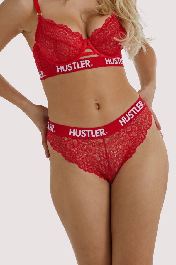 Hustler Branded Red Lace Brief Online Sale