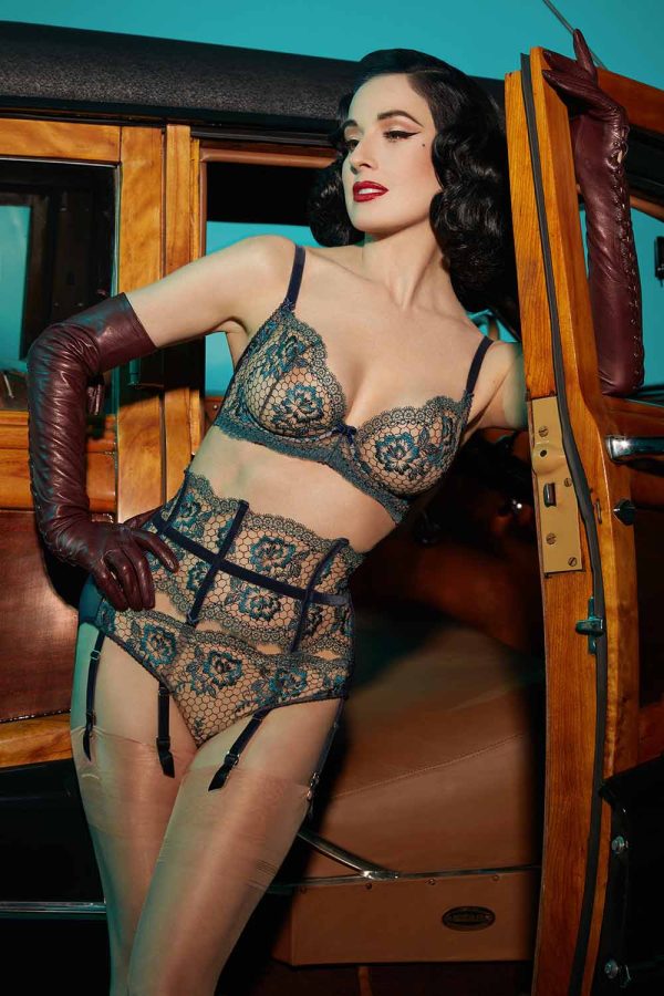 Dita Von Teese Evelina Navy Suspender Cheap