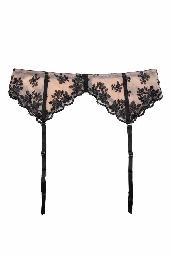 Evie Black & Peach Suspender Hot on Sale