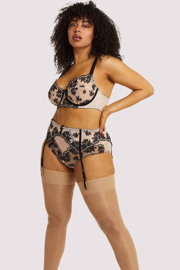 Evie Black & Peach Suspender Hot on Sale