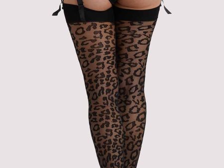 Black Black Leopard Knit Stockings Online now