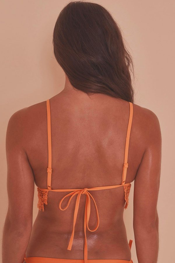 Wolf & Whistle Orange Crochet Lace Triangle Bikini Top Cheap