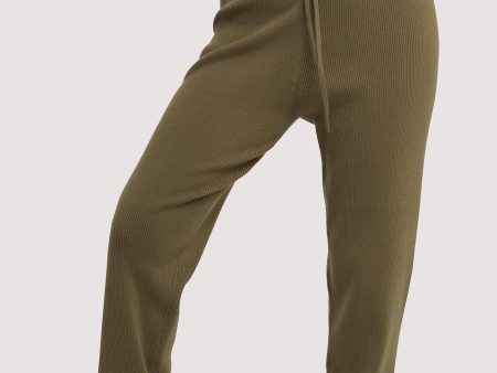 Lounge Khaki Knitted Rib Jogger Sale