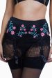 Doris Black Embroidered Retro Suspender Belt on Sale