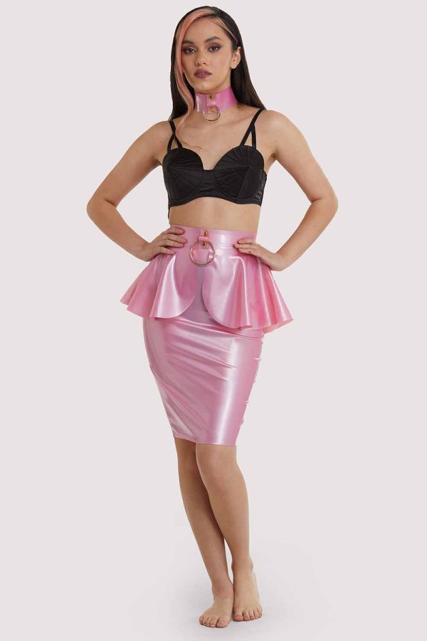 Pink Latex Peplum Ring Skirt For Discount