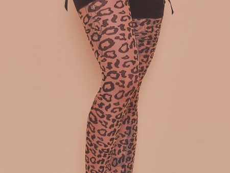 Leopard Knit Stockings US 4 - 18 For Sale