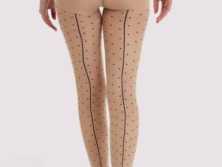 Dotty Seamed Tights With Bow Light Nude Black US 4 - 18 Cheap