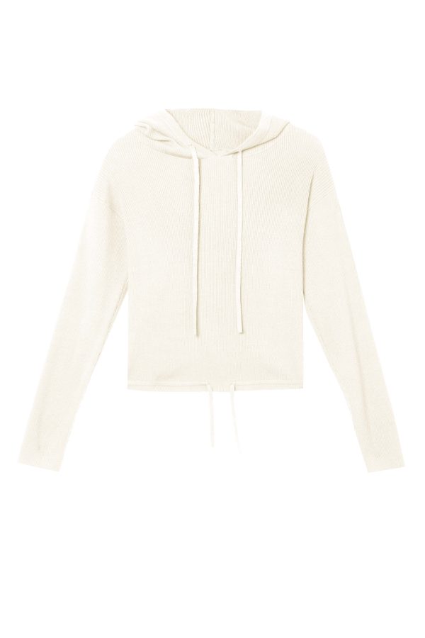 Lounge Ivory Knitted Rib Cropped Hoodie For Cheap