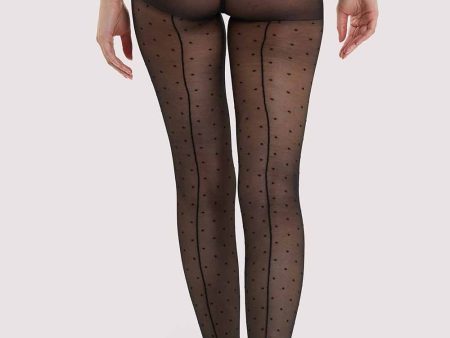 Dotty Seamed Tights With Bow Black US 4 - 18 Hot on Sale