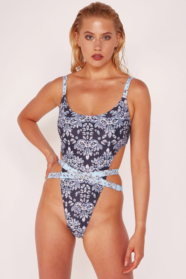 Wolf & Whistle Jewel Baroque Print Swimsuit Hot on Sale