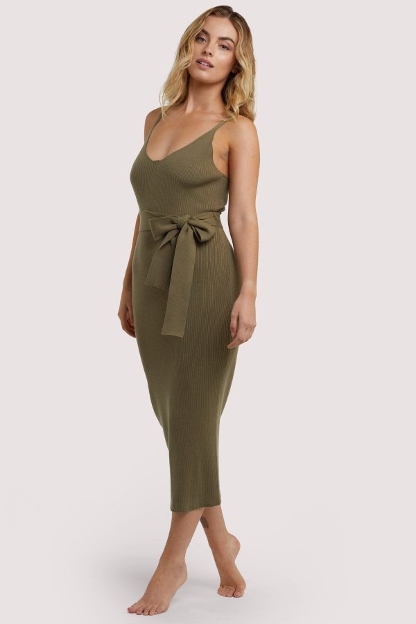 Lounge Khaki Knitted Rib Dress Discount