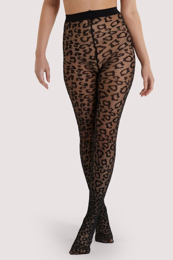 Leopard Knit Tights - Black US 4 - 18 Hot on Sale