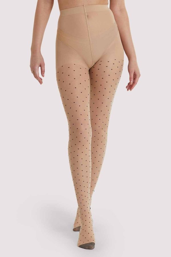 Dotty Seamed Tights With Bow Light Nude Black US 4 - 18 Cheap