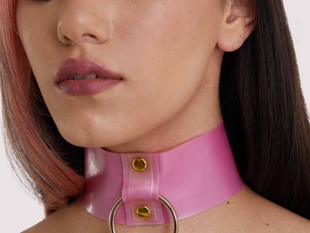 Bettie Page Pink Latex Ring Choker For Sale