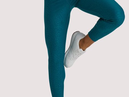 Teal Wet Look Croc Leggings For Sale