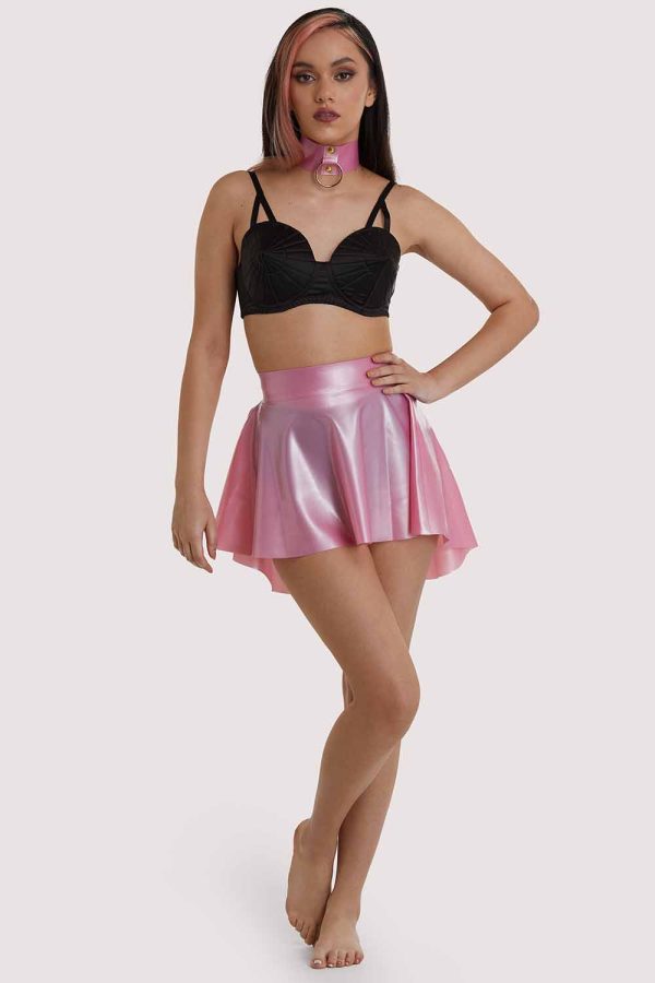 Pink Latex Flippy Skirt For Discount