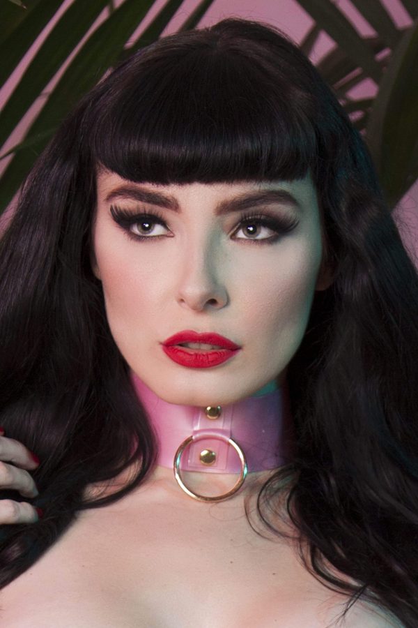 Bettie Page Pink Latex Ring Choker For Sale