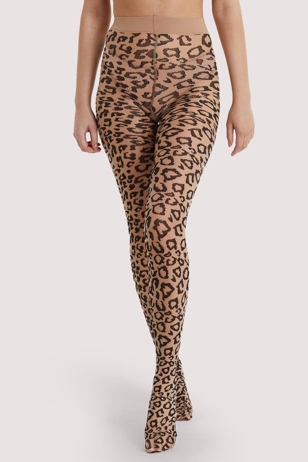 Leopard Knit Tights Light Nude Black US 4 - 18 Online now