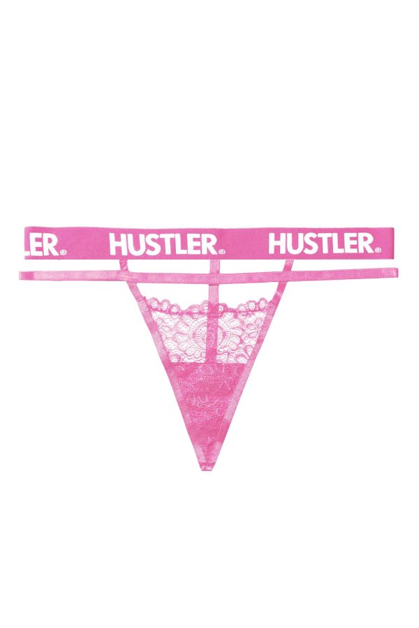 Hustler Branded Lace Pink Thong Fashion