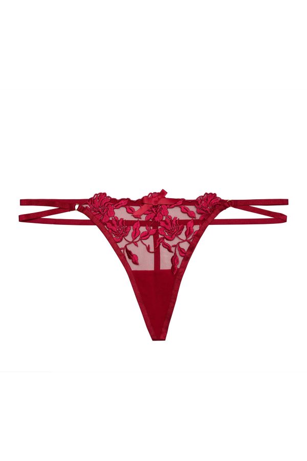 Hustler Mia Hot Pink Embroidered Strappy Thong on Sale