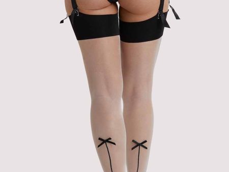 Bow Back Seam Stockings Creme De Peche US 4 - 18 Supply