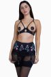 Doris Black Embroidered Retro Suspender Belt on Sale