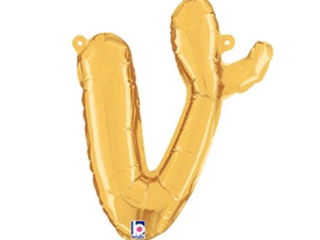 14 inch SCRIPT LETTER V - GOLD (AIR-FILL ONLY) Online Hot Sale