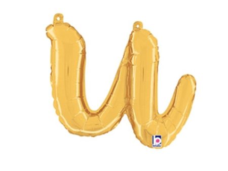 14 inch SCRIPT LETTER U - GOLD (AIR-FILL ONLY) For Cheap