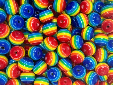 12 mm Acrylic Beads - Striped Rainbow Online