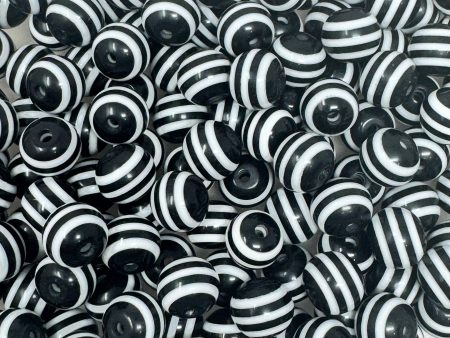 12 mm Acrylic Beads - Striped Black Discount