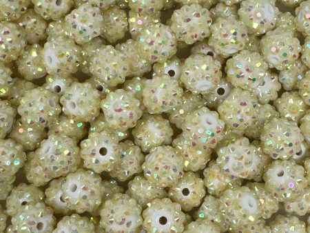 12 mm Acrylic Beads - Rhinestone White (AB) Sale