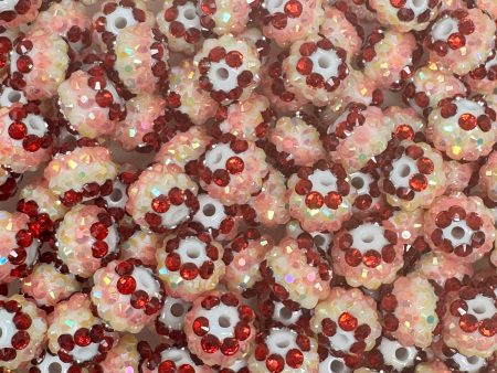 12 mm Acrylic Beads - Rhinestone Pink, White, & Red on Sale