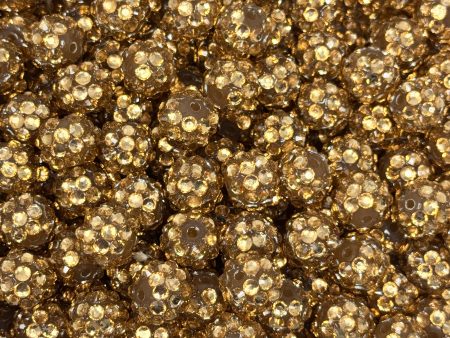 12 mm Acrylic Beads - Rhinestone Light Gold Cheap