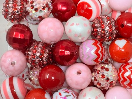 20mm Acrylic Beads - Valentines Mix on Sale