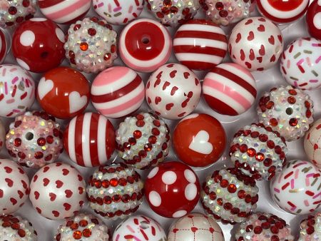 20mm Acrylic Beads - Red Valentines Mix Sale