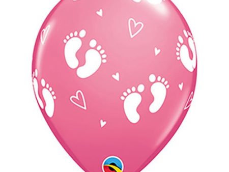 11 inch BABY FOOTPRINTS & HEARTS - ROSE For Cheap