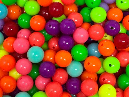 12 mm Acrylic Beads - Neon Solid Mix on Sale