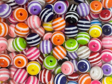 12 mm Acrylic Beads - Striped Mix Fashion