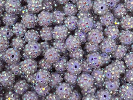 12 mm Acrylic Beads - Rhinestone Light purple For Discount