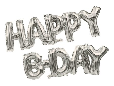 14 inch HAPPY B-DAY - SILVER (AIR-FILL ONLY) on Sale