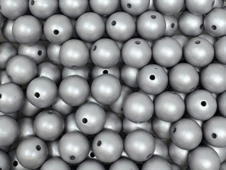 12 mm Acrylic Beads - Matte Silver Sale