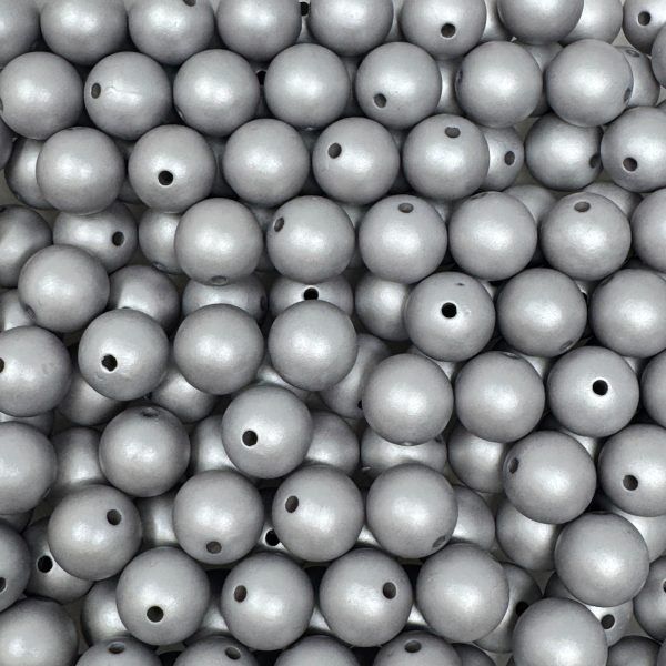 12 mm Acrylic Beads - Matte Silver Sale