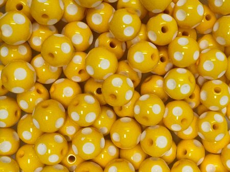 12 mm Acrylic Beads - Polkadot Yellow Cheap