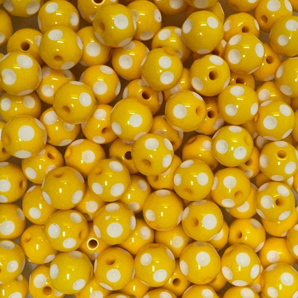 12 mm Acrylic Beads - Polkadot Yellow Cheap