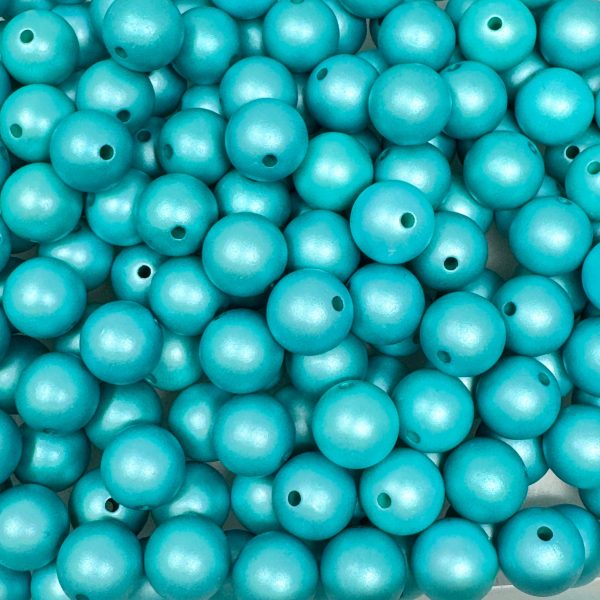 12 mm Acrylic Beads - Matte Turquoise Hot on Sale