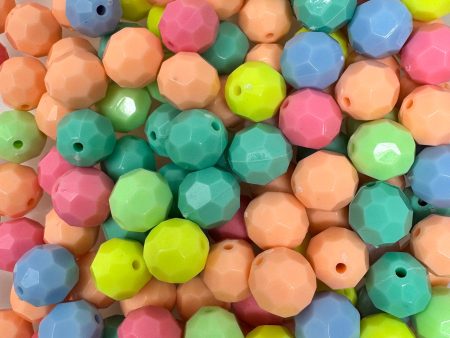 12 mm Acrylic Beads - Pastel Facet Mix For Discount